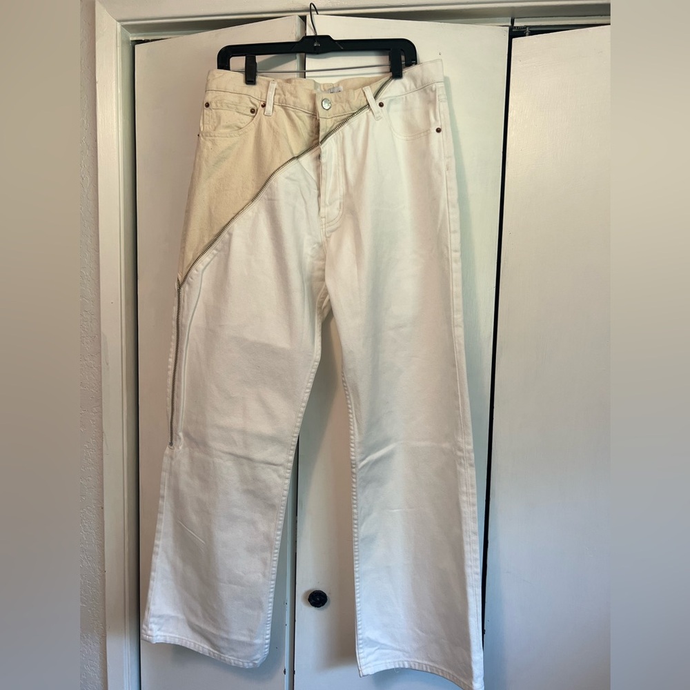 EB Denim Cream and White Jeans w/ Zipper detail - NWT Size 32 - Picture 4 of 10